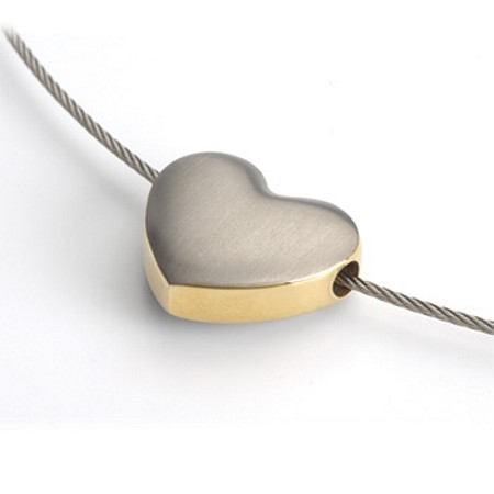Two-tone Brushed Titanium Heart Slide 708-01 - Click Image to Close